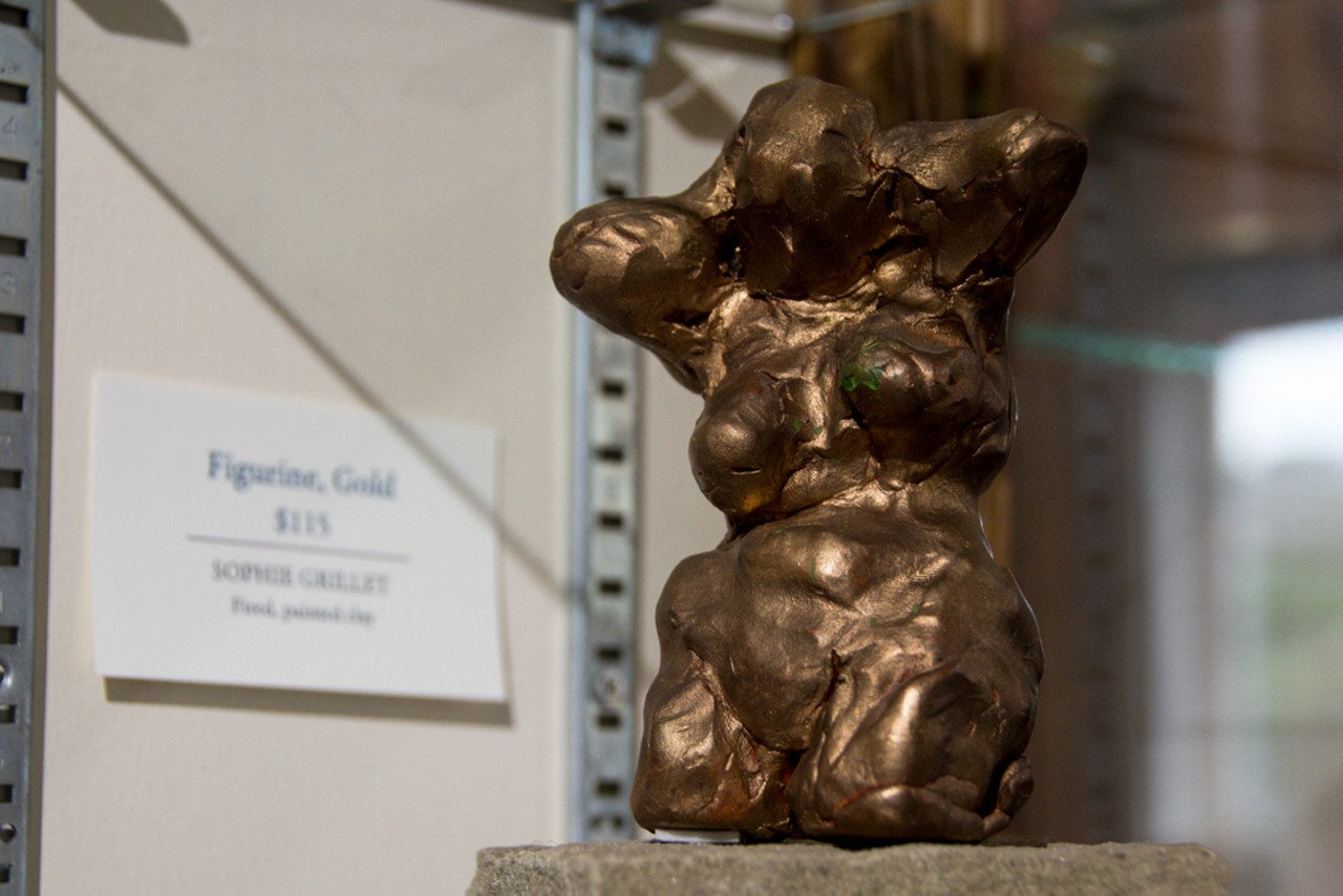“Figurine, Gold” by Sophie Grillet is on display and for sale at Dancing Dog Gallery, 302 East Liberty St., Ann Arbor  http://www.dancingdoggallery.biz/
