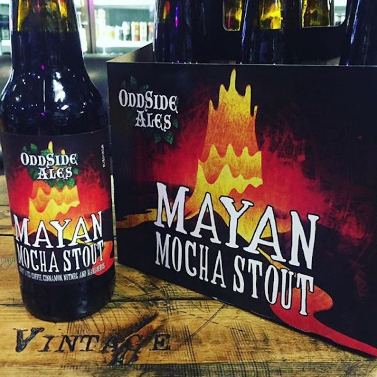 Odd Side Ales&#146; Mayan Mocha Stout
Grand Haven - 6.50%
This Mayan Mocha Stout from Grand Haven&#146;s Odd Side Ales features the warm taste of habanero, cinnamon, nutmeg, and chocolate for a grown-up take on a Mexican hot cholate.
Photo courtesy of @vintage.estate.wine.beer