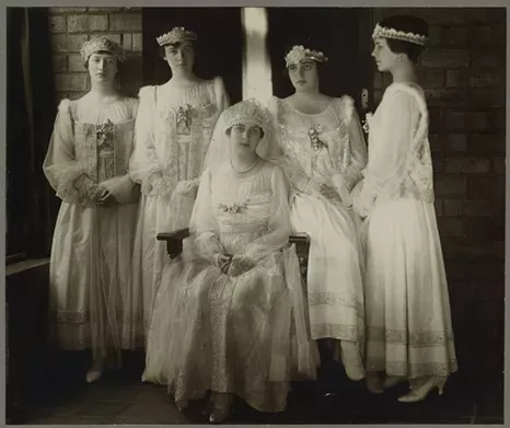 Eleanor Clay Ford and her bridesmaids. 1916.