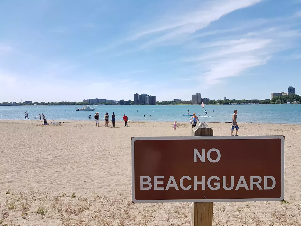  Belle Isle 1 Riverbank Dr Boozing on Detroit&#146;s favorite beach is risky, as the Isle has a pretty strict no alcohol ban. But if you can keep it discreet and stay respectful of others and the park, you just might be able to soak up the sand and sun with a Corona in hand- er, a brown bag in hand. (Photo credit: Jonas Kersulis, via Google Plus)