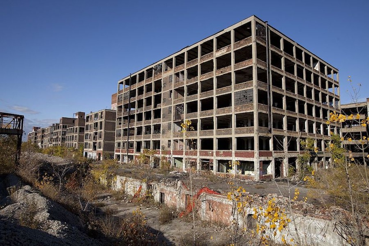 Transformers: Dark of the Moon (2011) 
Packard Plant
1560 E Grand Blvd., Detroit  
The third installment of the Transformers franchise reunites now-canceled leading man Shia LaBeouf with Autobots, Decepticons, and a very loose commitment to plot. Transformers: Dark of the Moon once again, took to the midwest for filming, including some Detroit locations. CGI robots, supermodel-turned-actress Rosie Huntington-Whiteley, Josh Duhamel, and LaBeouf explore some Detroit locations including the Fisher Building, some downtown streets, and local homes. But, perhaps the most recognizable location is Detroit's very abandoned, lumbering and crumbling Packard Plant, which was the backdrop to the scene in which the Autobots return to Earth because, well, we don't actually know why, but the Packard sure steals the show. 
Photo via WikiCommons