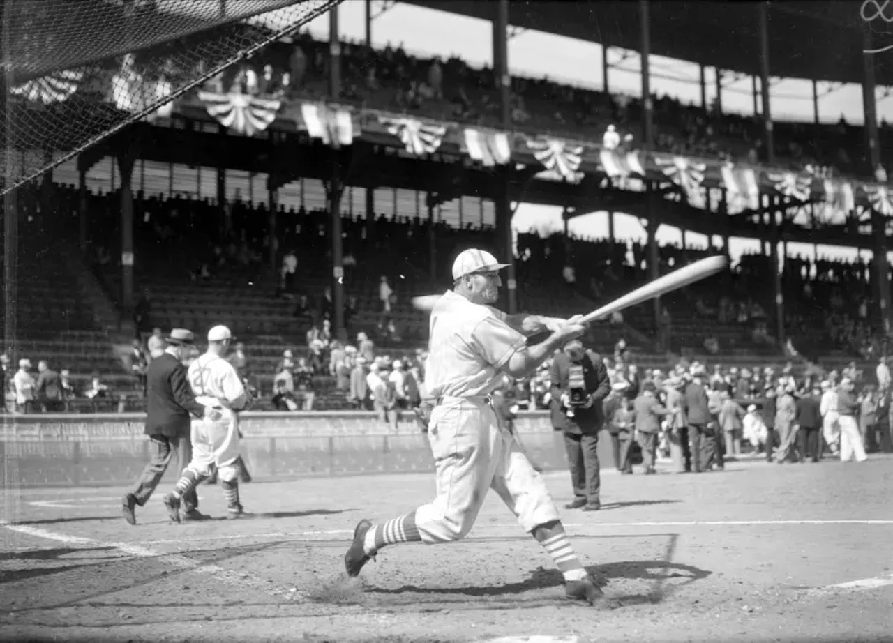 1930s World Series action Navin Field, shortly before the expansion and Briggs Stadium name change.