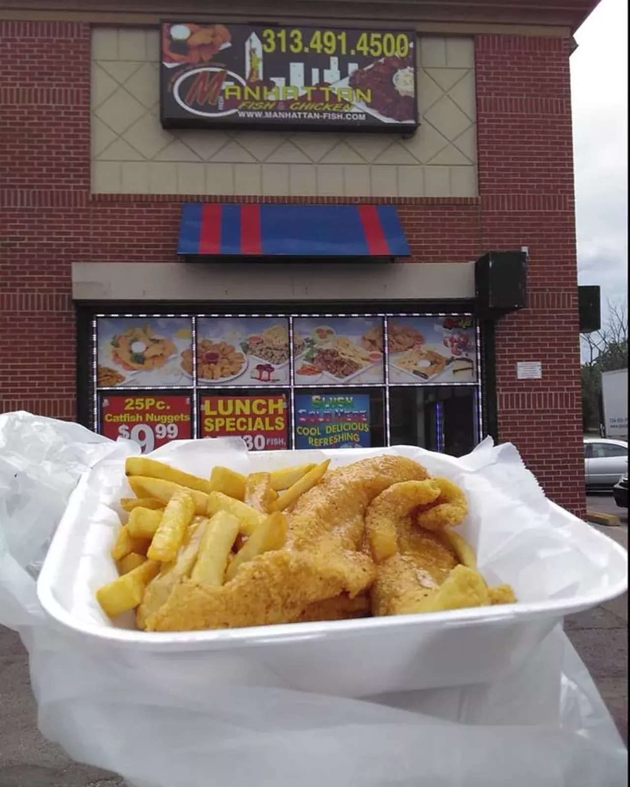  Manhattan Fish and Chicken 8712 Schaefer Hwy., Detroit; 313-491-4500 This spot catfish, tilapia, whiting, and shrimp. Menu options include 20 pieces of catfish nuggets, seven pieces of fish fillets, or 18 pieces of butterfly shrimp. Photo via Manhattan Fish and Chicken - Joy Rd / Facebook 