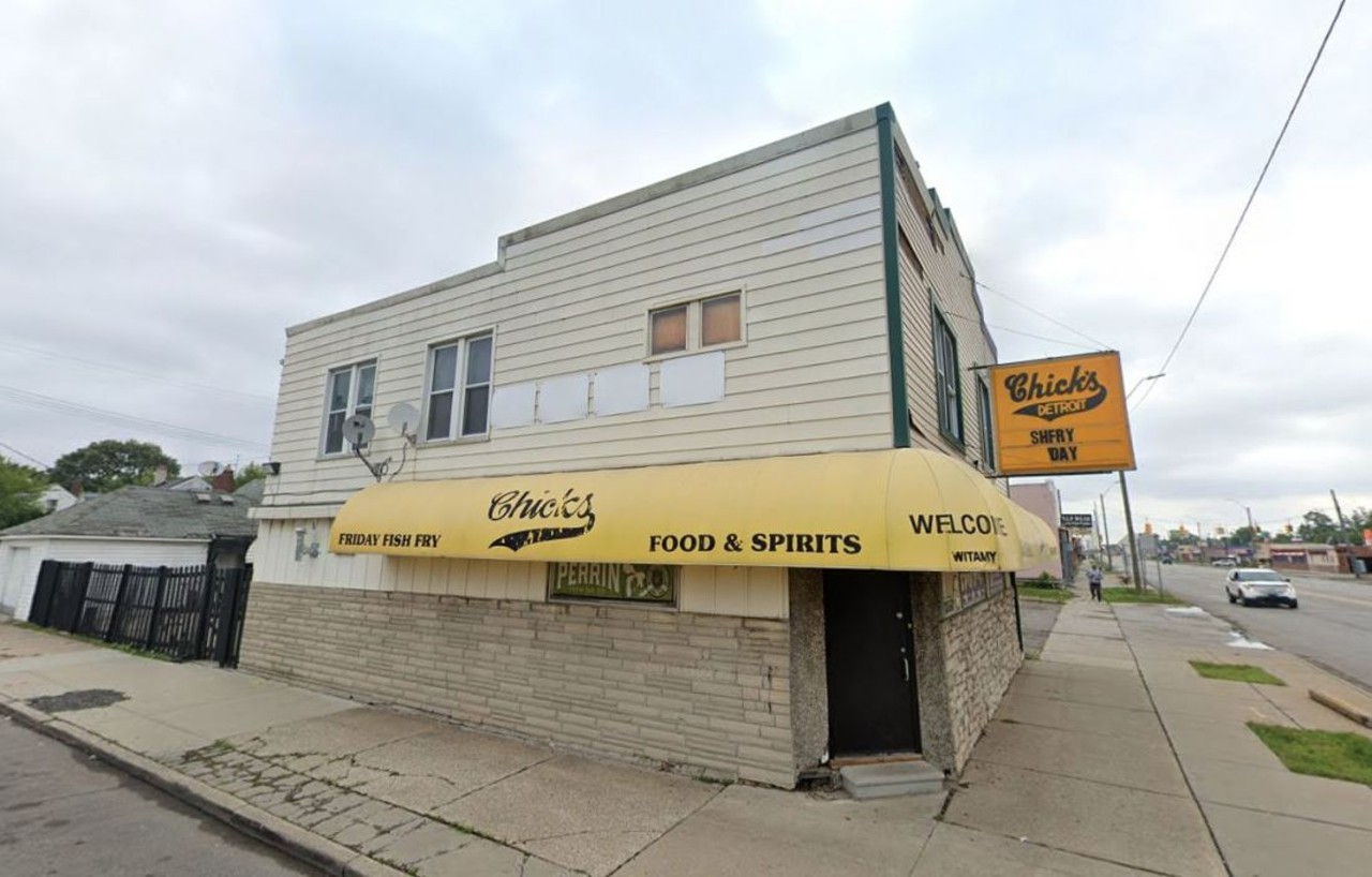 Chick&#146;s Bar
18550 W. Warren Ave., Detroit; 313-441-6055 
This Detroit bar offers a Friday fish fry special and there is a wide variety of fish available: lake perch, cod, smelt, shrimp, scallops and frog legs.
Photo via GoogleMaps