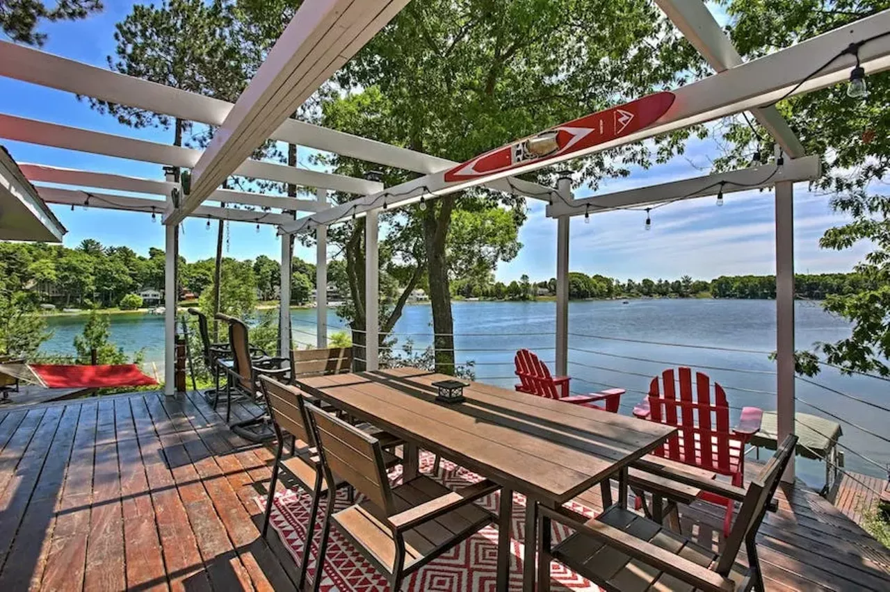 Cozy Traverse City House with Private Beach6 guests, 2 bedrooms, 4 beds, 2 baths $293 per night Two words: private beach. At this cozy and rustic Traverse City property, you can listen to the sounds of the beach waves without budging from the porch. This 1,000-sq. ft. home features a wood-burning fire pit, fishing dock, hammock, a boat ramp for all you beautiful boaters. You can experience some much needed rest and relaxation on the shore of Silver Lake. Want to get wet? There are paddle boats, kayaks, and rowboats available for use. Photos via Airbnb.com