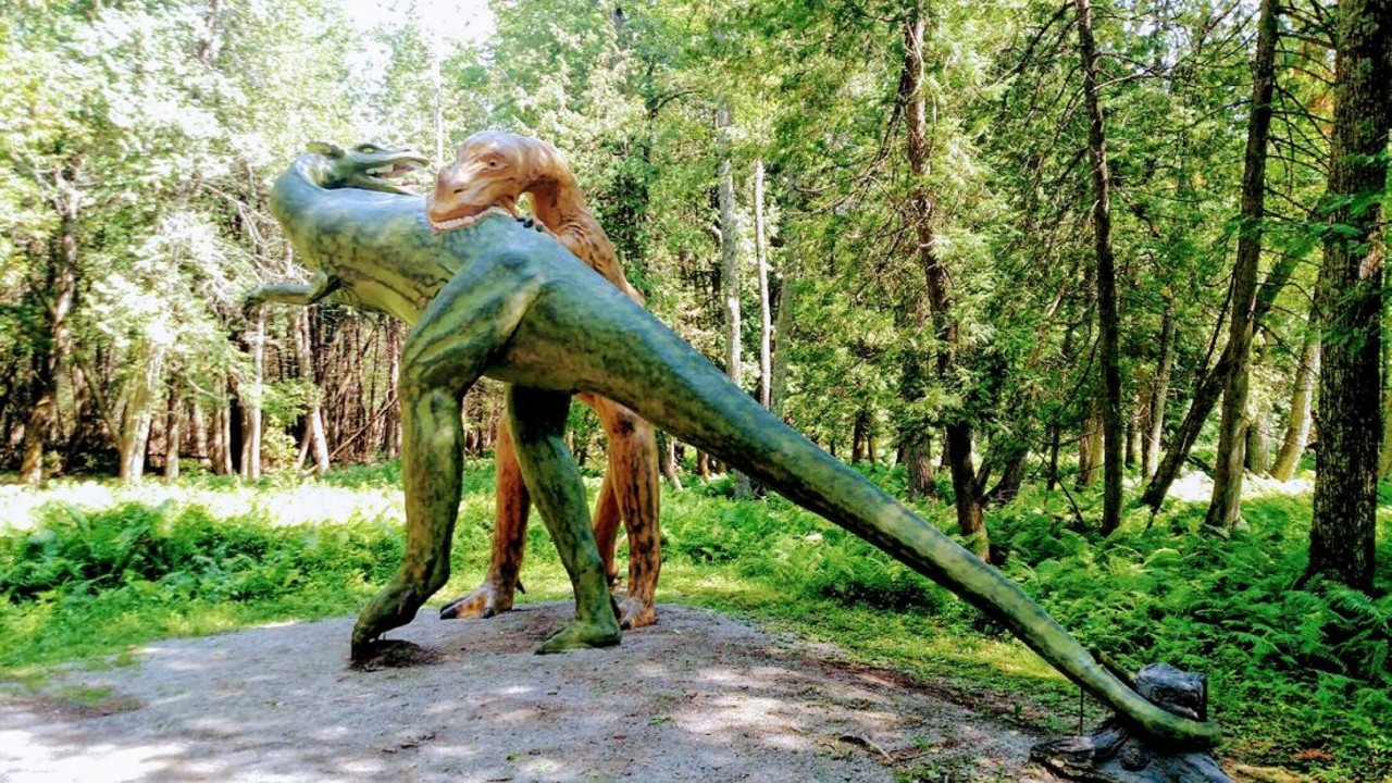 Dinosaur Gardens11160 U.S.-23, OssinekeAnother great roadside attraction that&#146;s popular in Michigan is Dinosaur Gardens, located in Ossineke. At the gardens, visitors can immerse themselves in a forest environment surrounded by 25 large, life-like prehistoric creatures &#151; with some sites created over 80 years ago. 
Photo via Dinosaur Gardens / Facebook