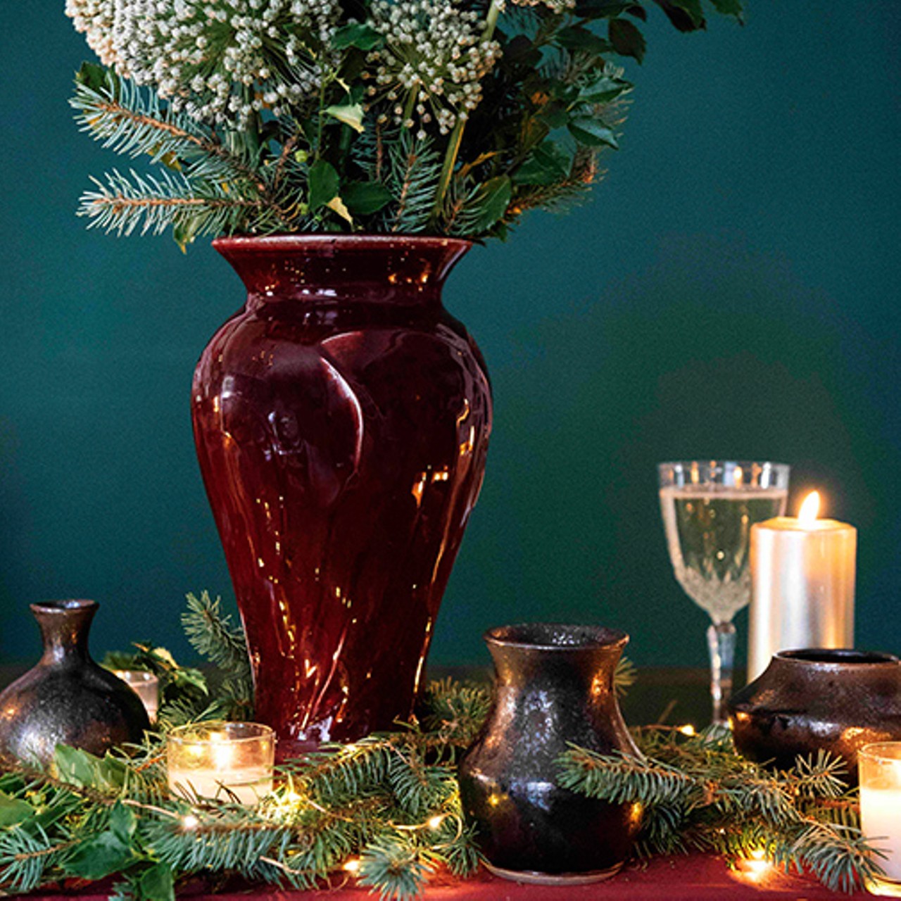 Holiday winterberry classic red vase.