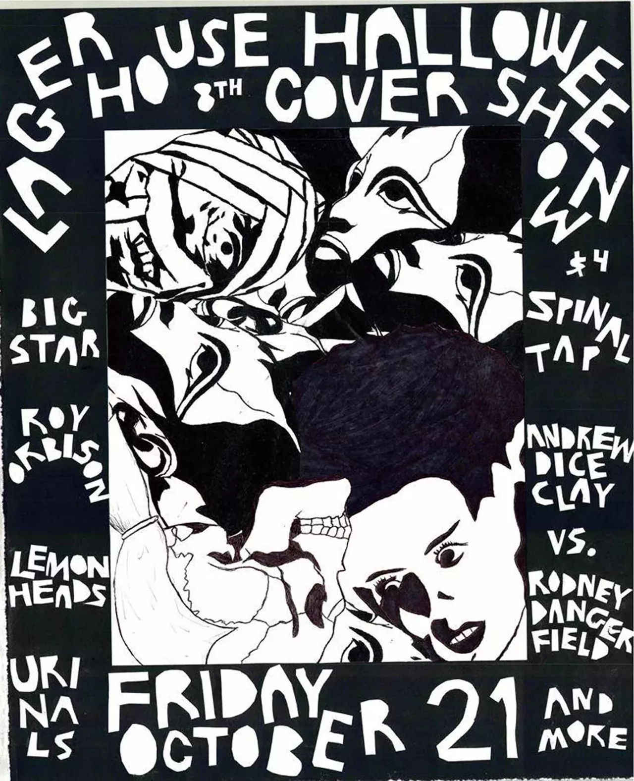 Friday, 10/21 Halloween cover show @ PJ&#146;s Lager House An institution for at least seven years now, the PJ&#146;s Halloween cover show is largely regarded as the most original and the most real of all of the Halloween cover showcases. It&#146;s cheap, it&#146;s highly fun, and you know the drill: Bands come together just for tonight, performing onstage as the original acts under their names. These aren&#146;t professional tribute bands. They&#146;re your favorite local musicians doing what they did when they were alone at home in their bedroom at the age of 12: pretending to be Joan Jett or D. Boon. Tonight&#146;s lineup mixes the coolster, the schmaltz, the real, and the ridiculous. We&#146;ve got Big Star, Roy Orbison, Lemonheads, the Urinals, Spinal Tap, and &#147;Andrew Dice Clay vs. Rodney Dangerfield.&#148; What a fabulous time! Doors at 8 p.m.; 1254 Michigan Ave., Detroit; pjslagerhouse.com; $4.