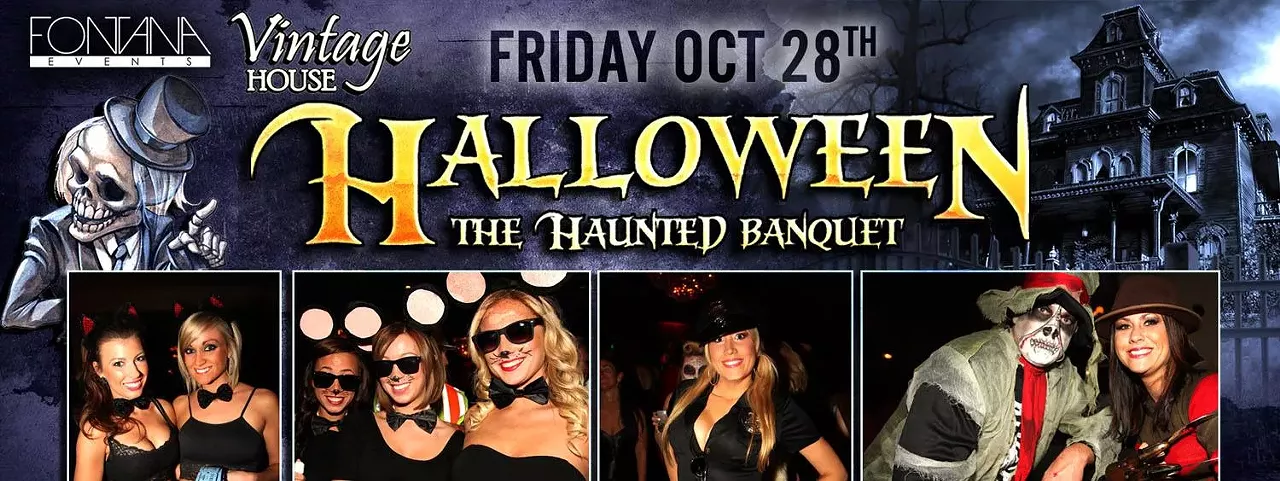 Oct. 28 The Haunted Banquet @ Vintage House This Halloween bash's lineup is headlined by DJ Godfather, DJ Chrome, and Rod Batayeh on percussion and includes a $1,500 cash costume contest, complimentary pizza buffet, fortune tellers cauldron cider from Blake's, an outdoor heated tent, and free rides home within a 5-mile radius. Tickets $45; Doors at 8 p.m.; 21 and up; 31816 Utica Rd., Fraser; 586-415-5678; thehauntedbanquest.com
