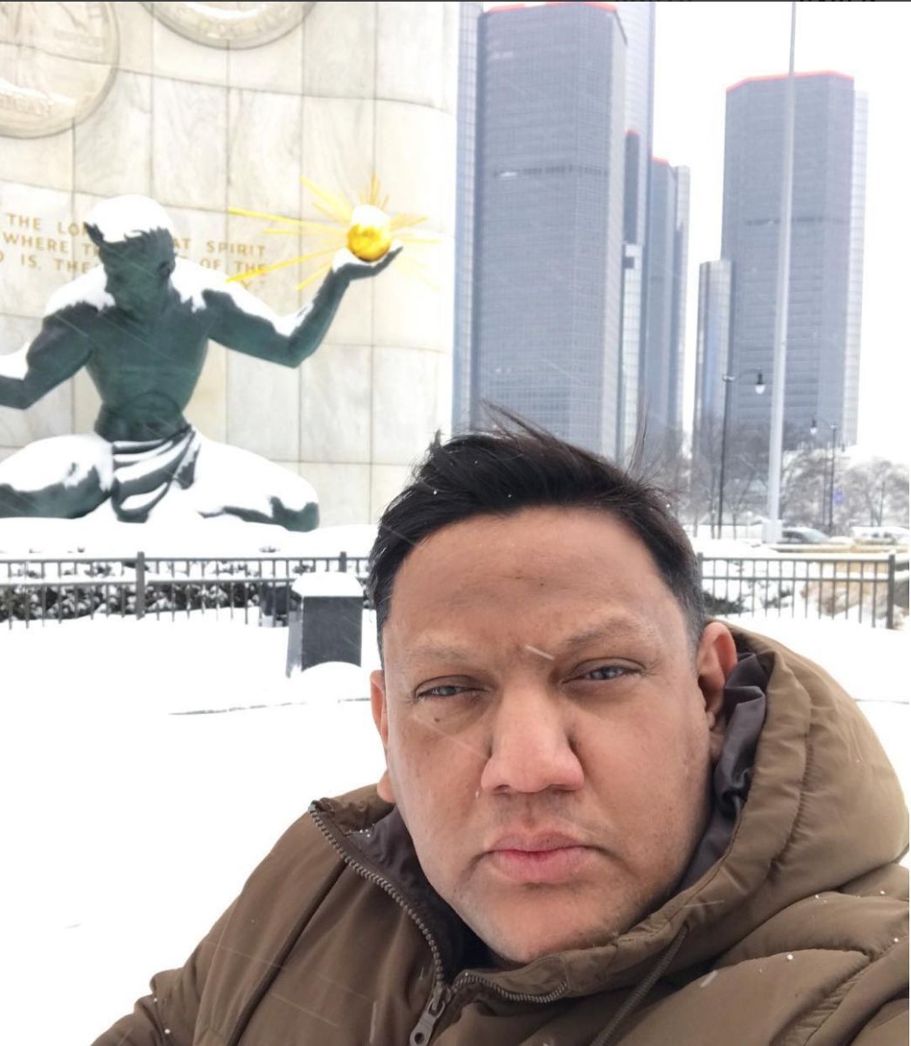 The Spirit of Detroit 
Bonus points if you snap a selfie while the iconic monument is sporting a Detroit sports jersey. 
Photo via Instagram, leitoxxx 