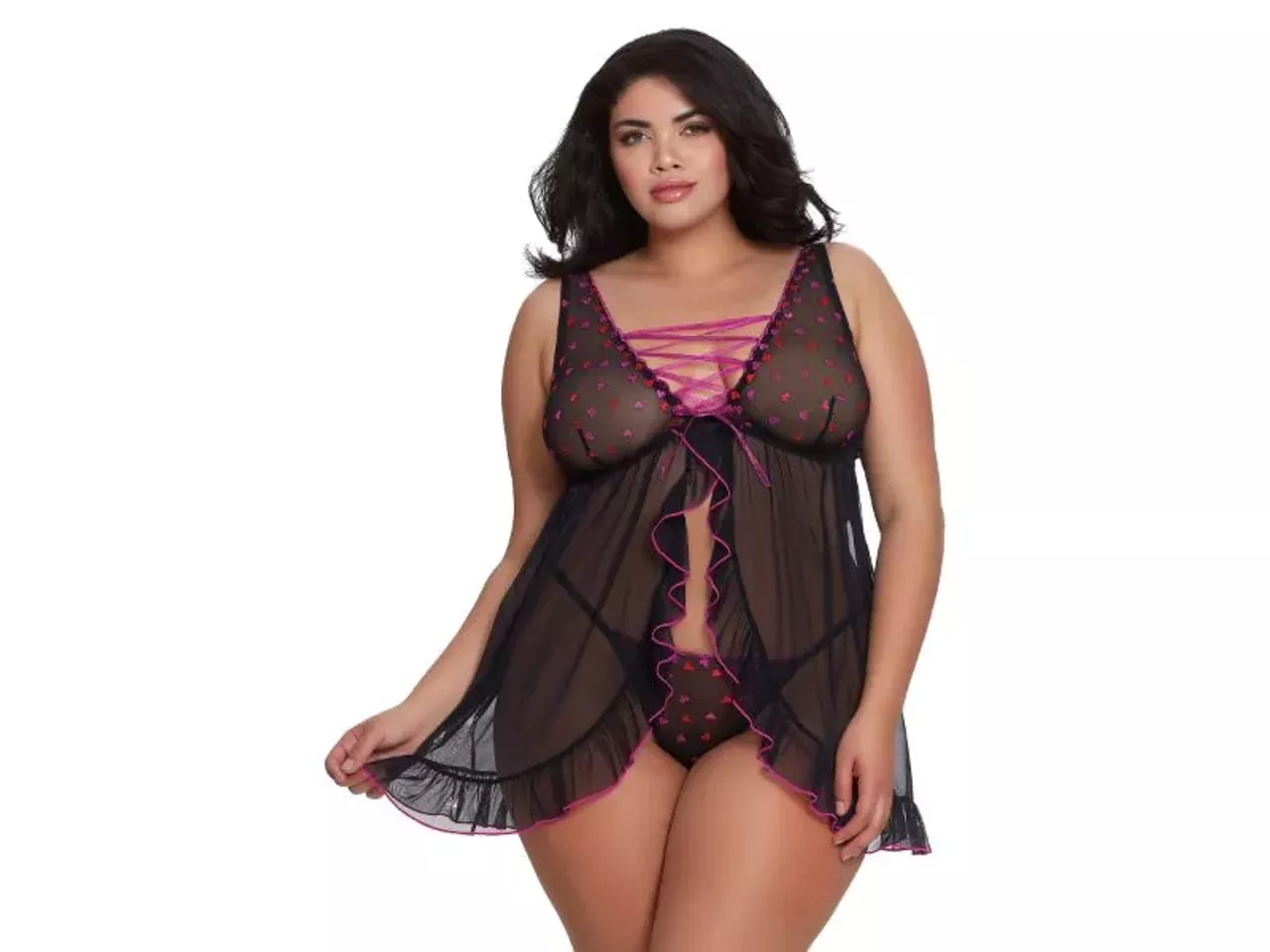 Lace-up and hearts babydoll, $40 