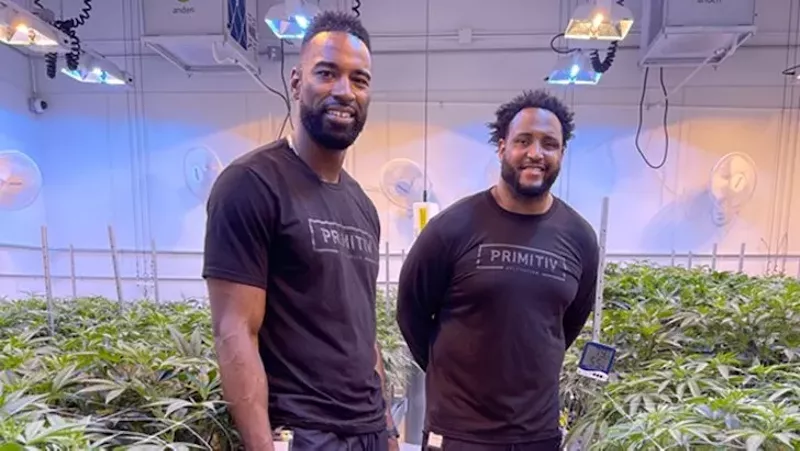 Primitiv     primitivgroup.com        Primitiv is a cannabis brand founded by former Detroit Lions players Calvin Johnson and Rob Sims. The partners have been growing the plant at their facility (with a staff of about 15 people) in Webberville, and selling it into the Michigan distribution system for more than a year.        Photo courtesy of Primitiv