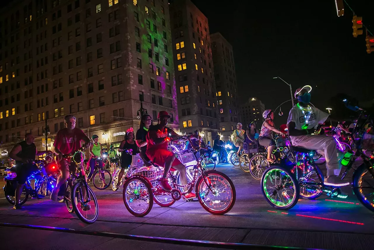 Slow your roll In the summer, you’ll see Detroiters riding tricked-out bicycles outfitted with colorful LED lights and speakers cruising around town at night. Fire up monkeylectric.com, order some cool LED lights for your ride, and get out there and join them.