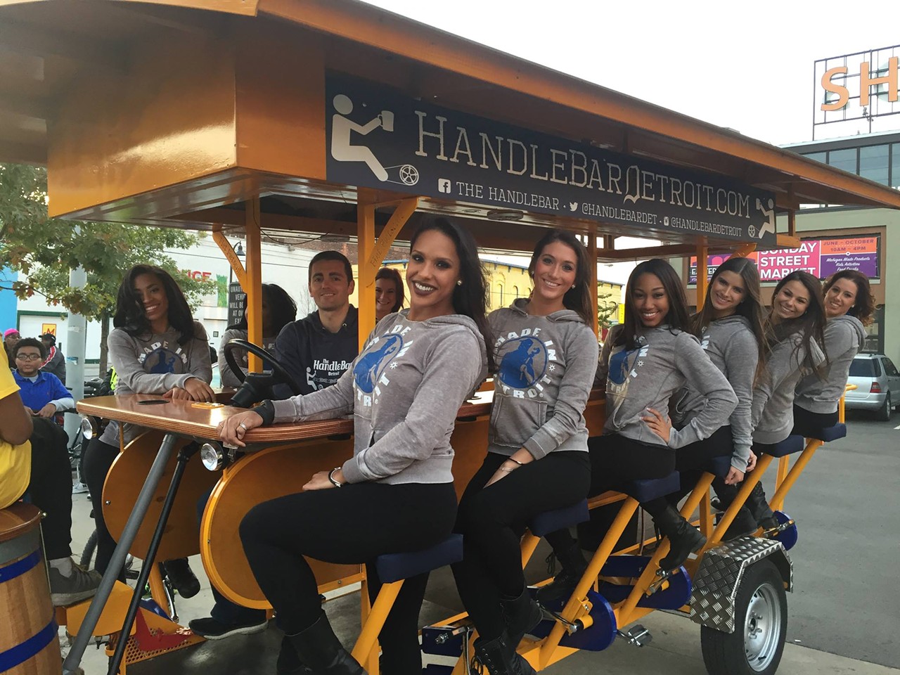 Put the pedal to the metal
OK, we admit these newfangled “pedal pubs” are pretty fun, even though they make no sense. Whose bright idea was to combine a bar with a Peloton and set them loose in the streets of Detroit? We’re not sure, but there’s something deliciously subversive about drinking beers in public among the downtown traffic. Check out Detroit Rolling Pub & Pedal Bar (detroitrollingpub.com) or Handlebar Detroit (handlebardetroit.com).