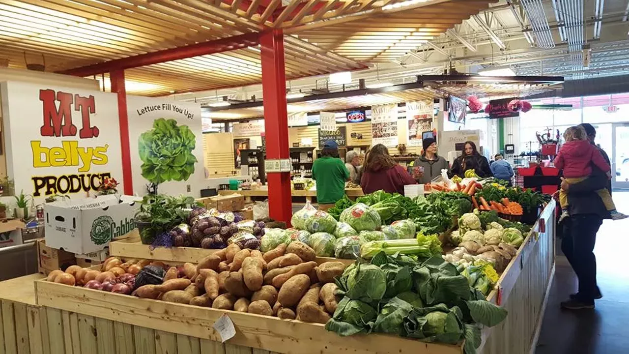 Flint Farmers Market Flint, MI Features 50 vendors such as A Bit of Earth, Flint River Farms, and Fowler&#146;s Farm Market. The market has a variety of fresh food such as a meat market, poulty, breads and baked goods, and cheeses. There is also live entertainment on the lawn Open Thursday 9am-6pm, Saturday 8am-5pm, Tuesday 9am-6pm. Photo via Facebook: Flint Farmers Market