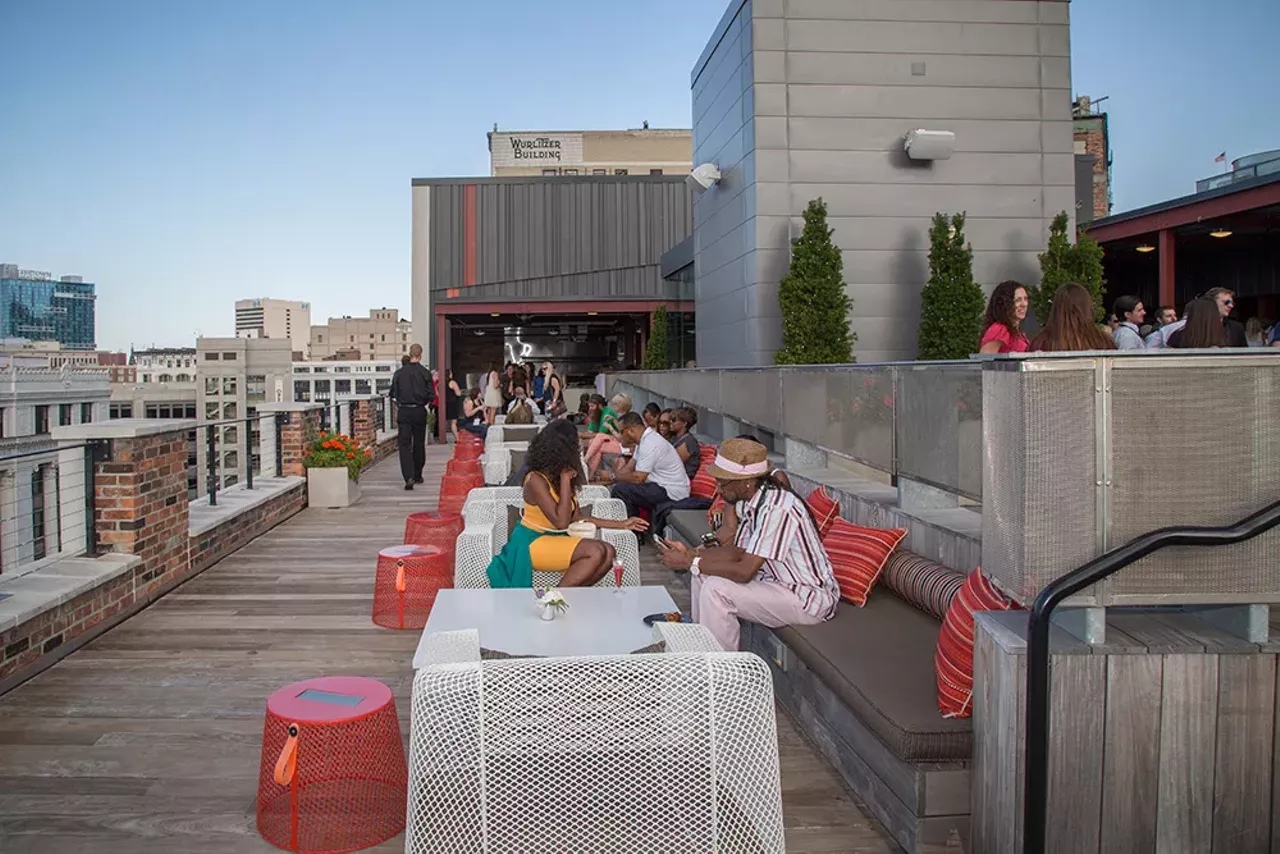 The Madison - 1555 Broadway St., Detroit While not open to the general public, the Madison rooftop is available for events with a kitchen, bar, and dance floor. It can even be covered and heated for fall and winter use. (Photo by Evan Gonzalez, Detroit Stock City)