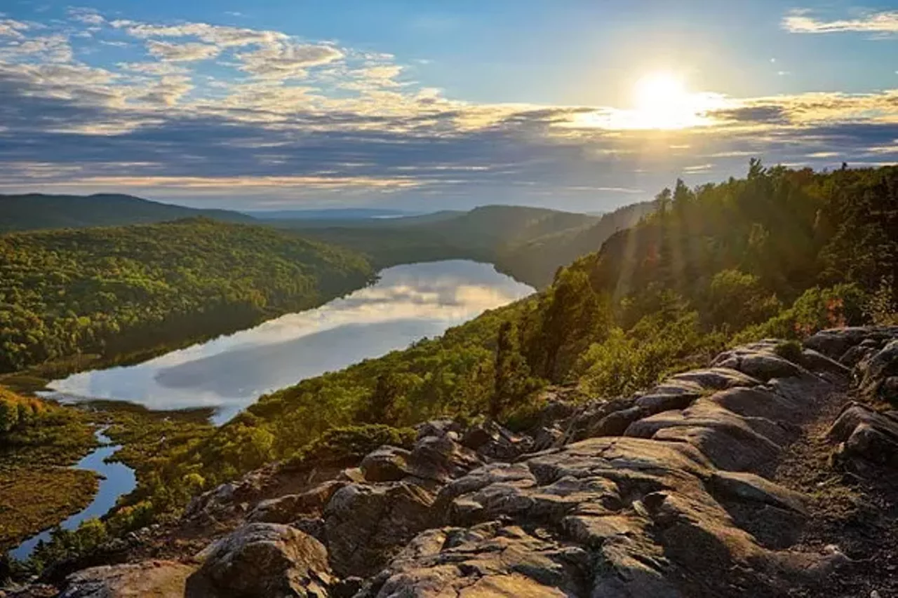 Porcupine 33303 Headquarters Rd., Ontonagon; 906-885-5275 Make sure to bring a map to navigate this 60,000-acre outdoor wonderland. The "Porkies" &#151; located three miles west of Silver City &#151; includes modern, rustic, and yurt lodging. Take in scenic waterfalls and stunning sunsets while hiking 90 miles of foot trails. Photo via Shutterstock.