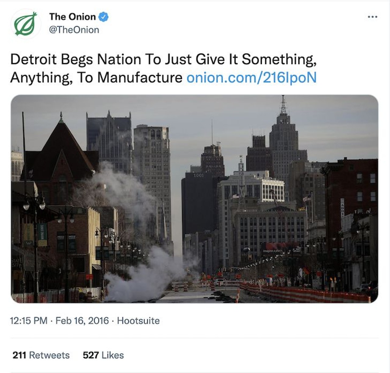 Detroit Begs Nation To Just Give It Something, Anything, To Manufacture
Detroit Mayor Mike Duggan promises that there are thousands of employees and manufacturing plants in the city just waiting for production, just &#133; please, tell us what to do.