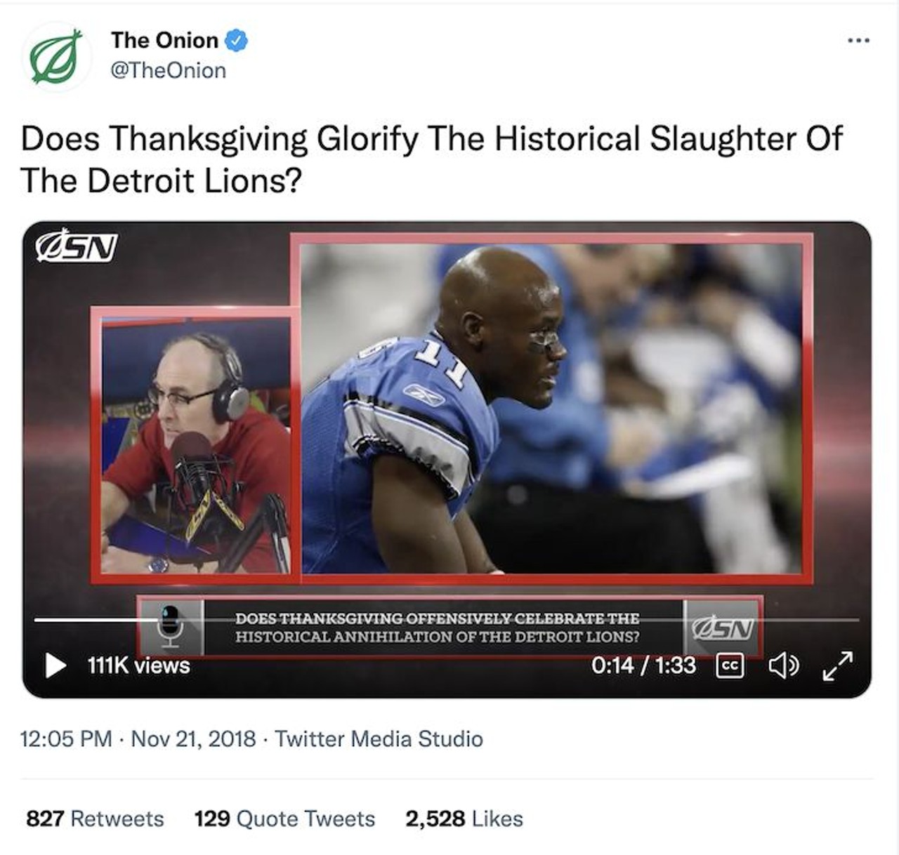 Does Thanksgiving Glorify The Historical Slaughter Of The Detroit Lions?
The Onion hit it on the nose with this one. There&#146;s nothing like a Thanksgiving without sitting around the TV watching the Lions get absolutely demolished. What&#146;s sad is that we still think they&#146;ll win each year.