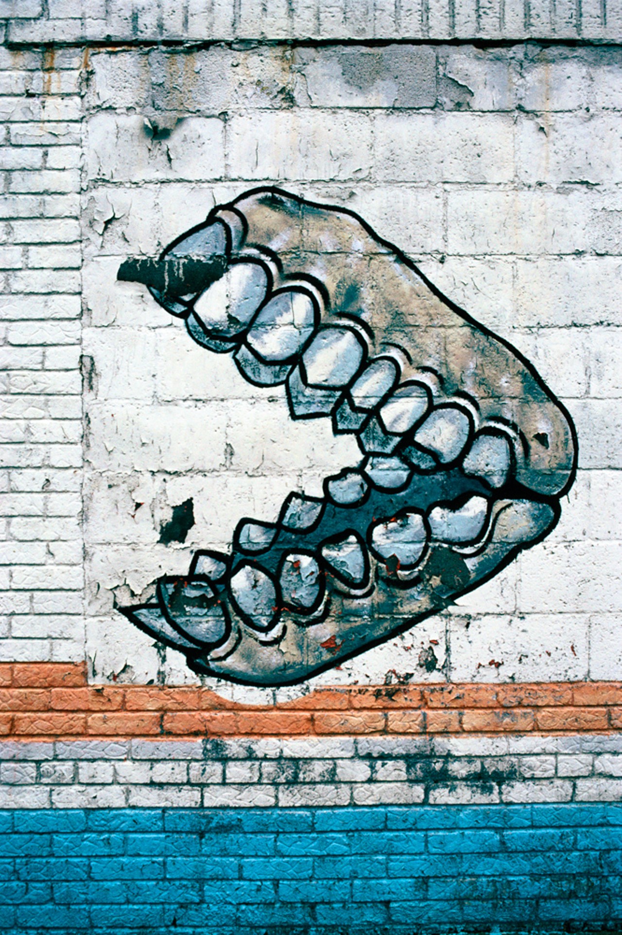 &#147;Decayed Dentures,&#148; Customized Dental Laboratory, 2919 Mack Avenue, Detroit, 2007.  The artist Bird commented "when they were first painted they looked good."