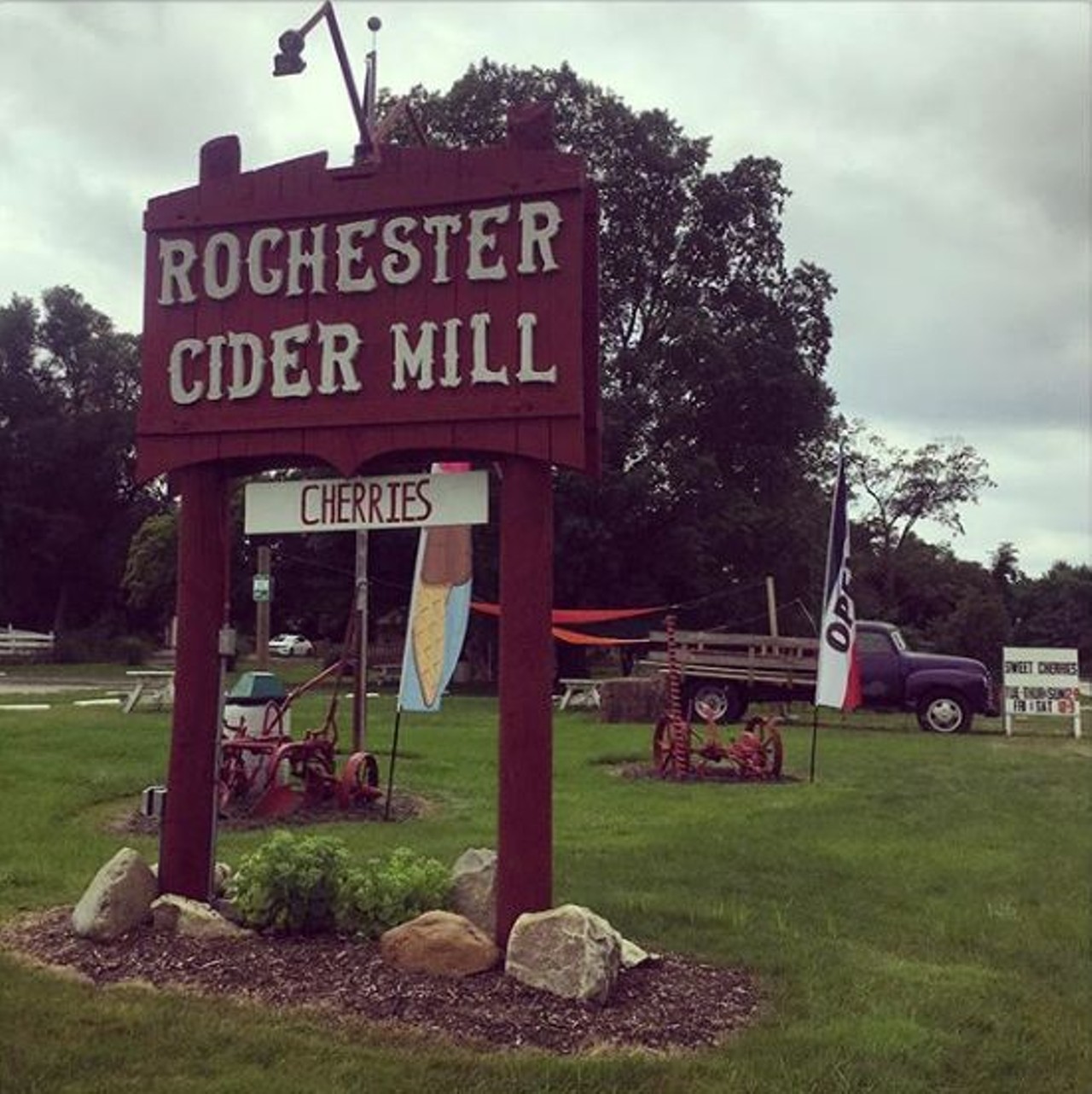 Rochester Cider Mill 
5125 N. Rochester Rd., Rochester; 248-651-4224; rochestercidermill.com
The Barkham family is celebrating the 31st year of their cider mill which claims their cider is &#147;never the same from week to week, except for its excellent flavor and taste.&#148; Besides its freshly produced donuts and drinks, they have an assortment of apples and a giant hay climbing pyramid for fun. Photo via @ryannovak29. 