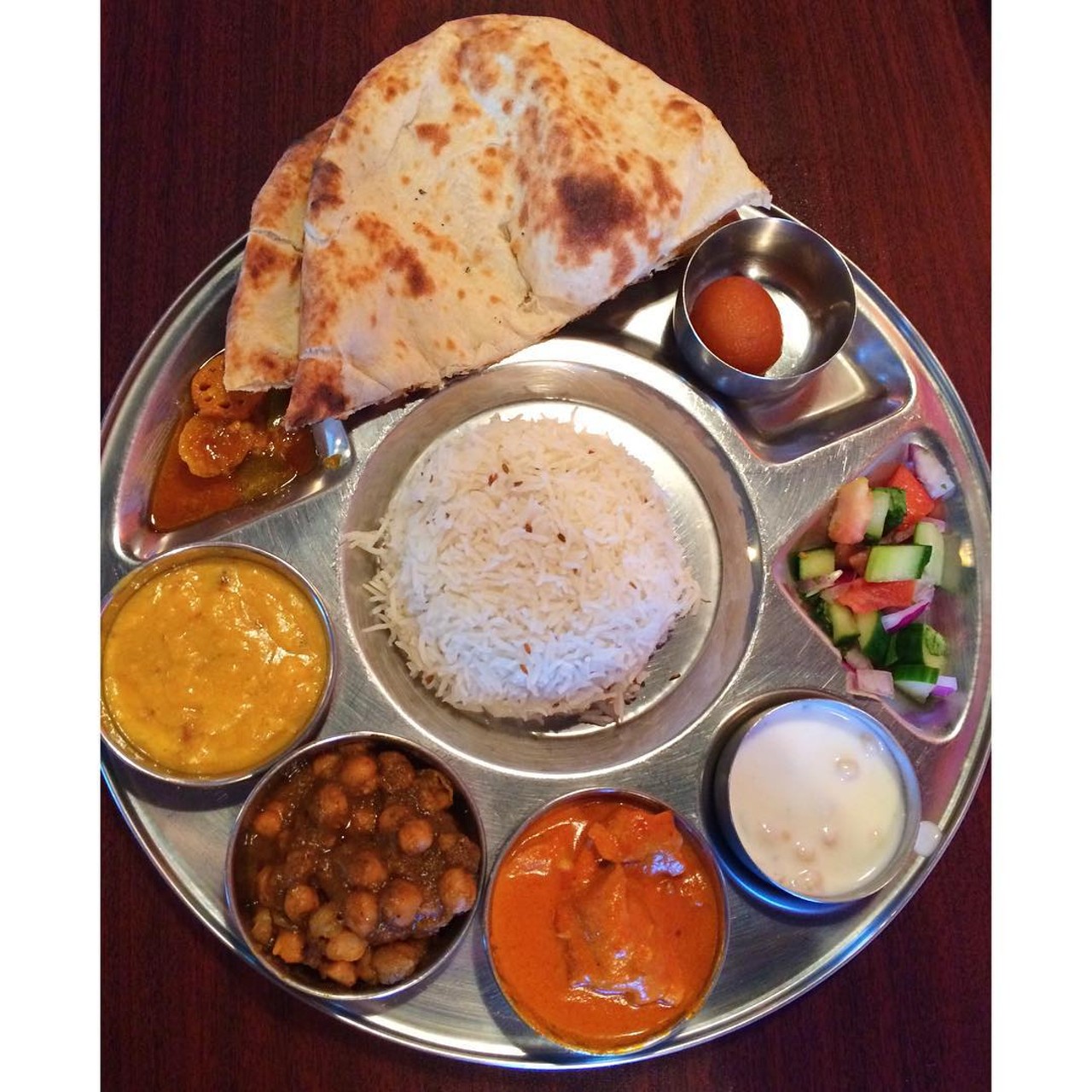 Vegetarian thali meal | Phulkari Punjabi Kitchen | $8  
Madison Heights | 27707 Dequindre Rd | (248) 541-3562 
Looking for something in the meatless variety? Look no further than the Vegetarian Thali Meal from Phulkari Punjabi Kitchen. 
(Photo: threegirlsonesalad, via Instagram)