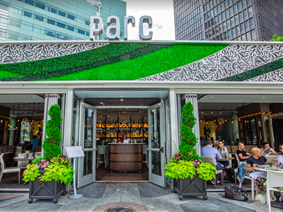 Parc 800 Woodward Ave., Detroit; 313-922-PARC;parcdetroit.com Located in Campus Martius, lunch at Parc offers good food, drinks, and a great view of the city.