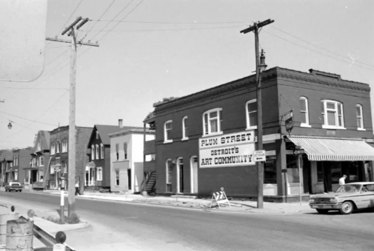 Plum Street Considered the Greenwich Village and/or Haight-Ashbury of Detroit, Plum Street was a hippie haven in the 1960s. Plum Street was established by school teacher Robert Cobb, who started buying up buildings with help from real estate developer Sherman Shapiro because he thought Detroit needed a tourist-y counter culture community equivalent to those aforementioned metropolitan districts. The area between Michigan Avenue, the Lodge, and the Fisher Freeways offered head shops, clothing boutiques, bookstores, galleries, and cafes catering to the city's artists, hippies, and activists. By 1969, the area became nefarious for biker gang activity and suburban visitors and eventually fell into disarray. Much of the district is now the MGM Grand Casino. Photo via of Virtual Motor City archives/Walter P. Reuther Library, Archives of Labor and Urban Affairs, Wayne State University