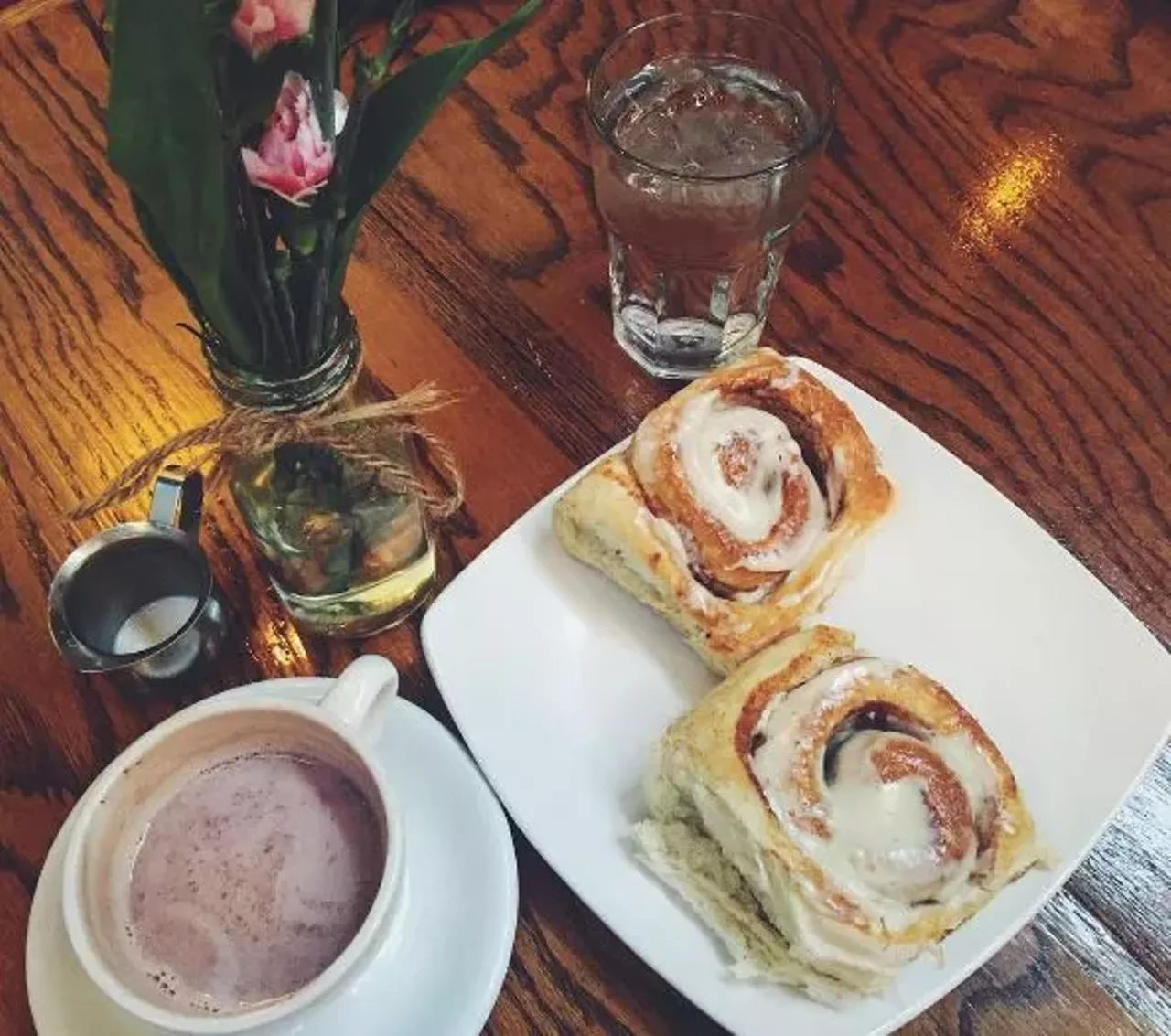 The small city with a big, big brunch: Cork; 23810 Woodward Ave., Pleasant Ridge; 248-544-2675: Sunday brunches are 10 a.m.-2 p.m. and the menu features all your favorites given a bit of an uptown twist. Taters and Hollandaise, huevos Benedictos, a scramble with mushroom and ricotta, and more. Those buzz-building morning potations abound as well, from mimosas and Marys to Spanish coffee with the rim crusted with cinnamon sugar.