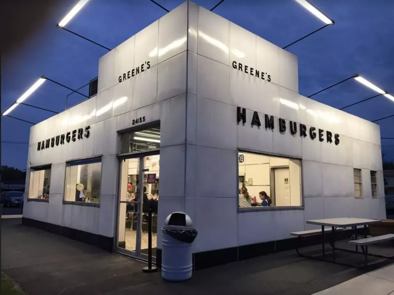 Greene’s Hamburgers 24155 Orchard Lake Rd., Farmington; 248-474-7980 Charred beef and onions, greasy Brown’s buns, and a white-clad, ’50s-era building makes Greene’s, which opened in 1957, a quintessential metro Detroit slider spot.