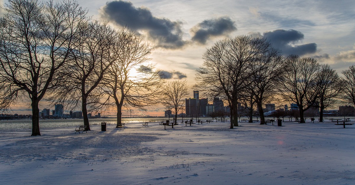A beautiful snowy day on Belle Isle.