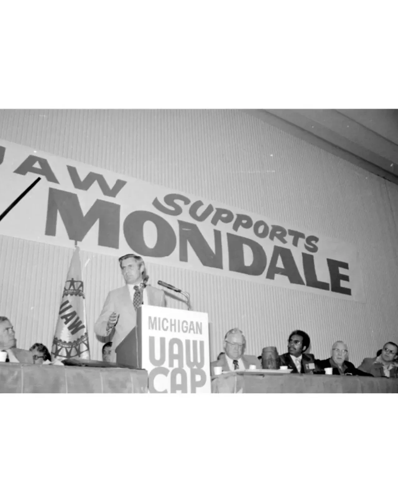 Democratic Vice Presidential Candidate Walter F. Mondale in Detroit. (1976) All photos courtesy of Walter P. Reuther Library, Archives of Labor and Urban Affairs, Wayne State University