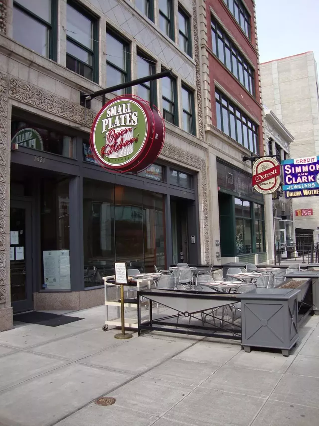 Small Plates1521 Broadway, Detroit; (313) 963-0702 This downtown dining destination offers the palette a selection of cuisine as diverse as the city itself -- and a simple outdoor seating area that's perfect for when you're out and about. (Photo credit: Amy D. on Yelp)