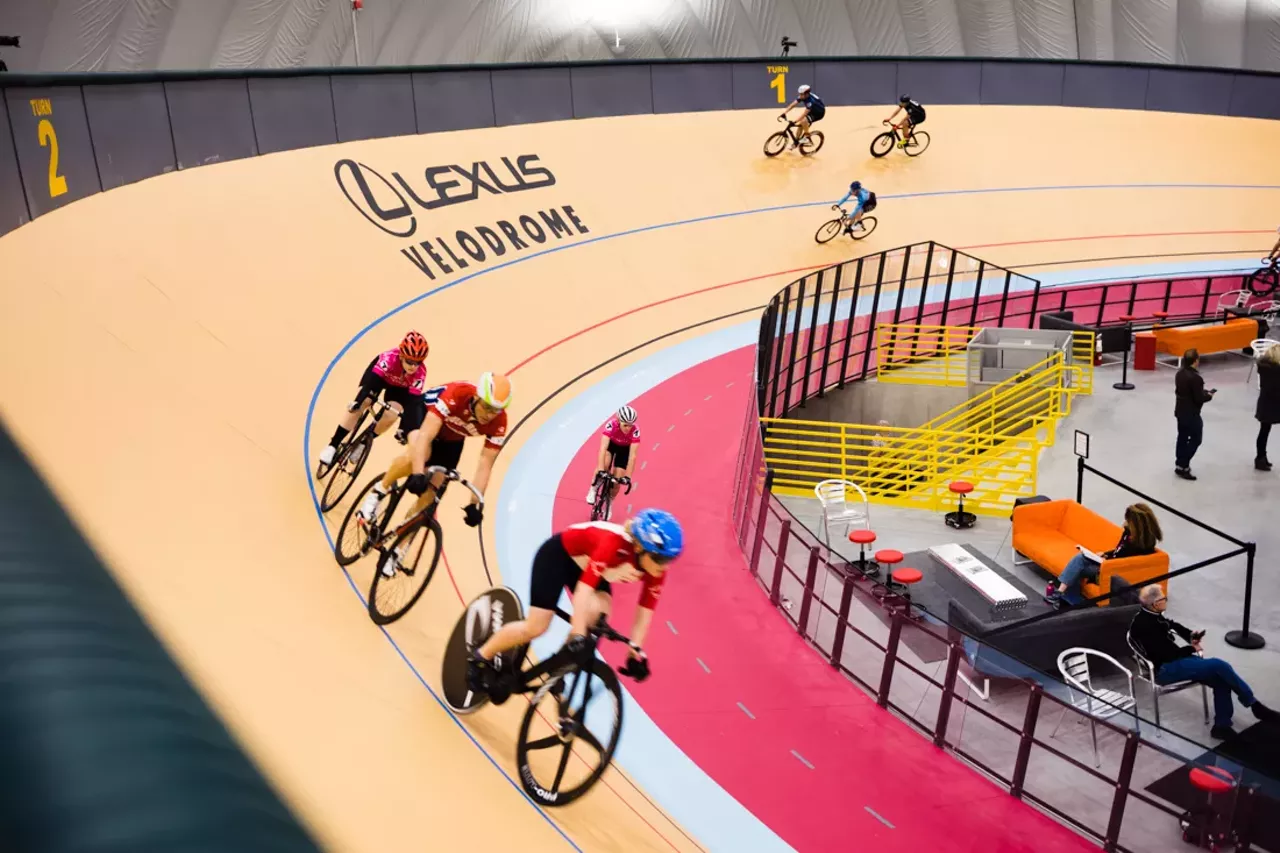23. Take your bicycle up to high speeds indoors at the Lexus Velodrome The Lexus Velodrome is not Detroit&#146;s only velodrome &#151; the long-abandoned Dorais Velodrome remains at East Outer Drive and Mound Road &#151; but it&#146;s the best. It&#146;s a brand-spanking new indoor arena for cycling, with an oval track that features two steeply banked 180-degree curves, allowing cyclists to reach speeds of 50 miles per hour. This 64,000-square-foot, $4 million facility is a project of the Detroit Fitness Foundation. The Lexus Velodrome is at 601 Mack Ave., Detroit. MT File photo