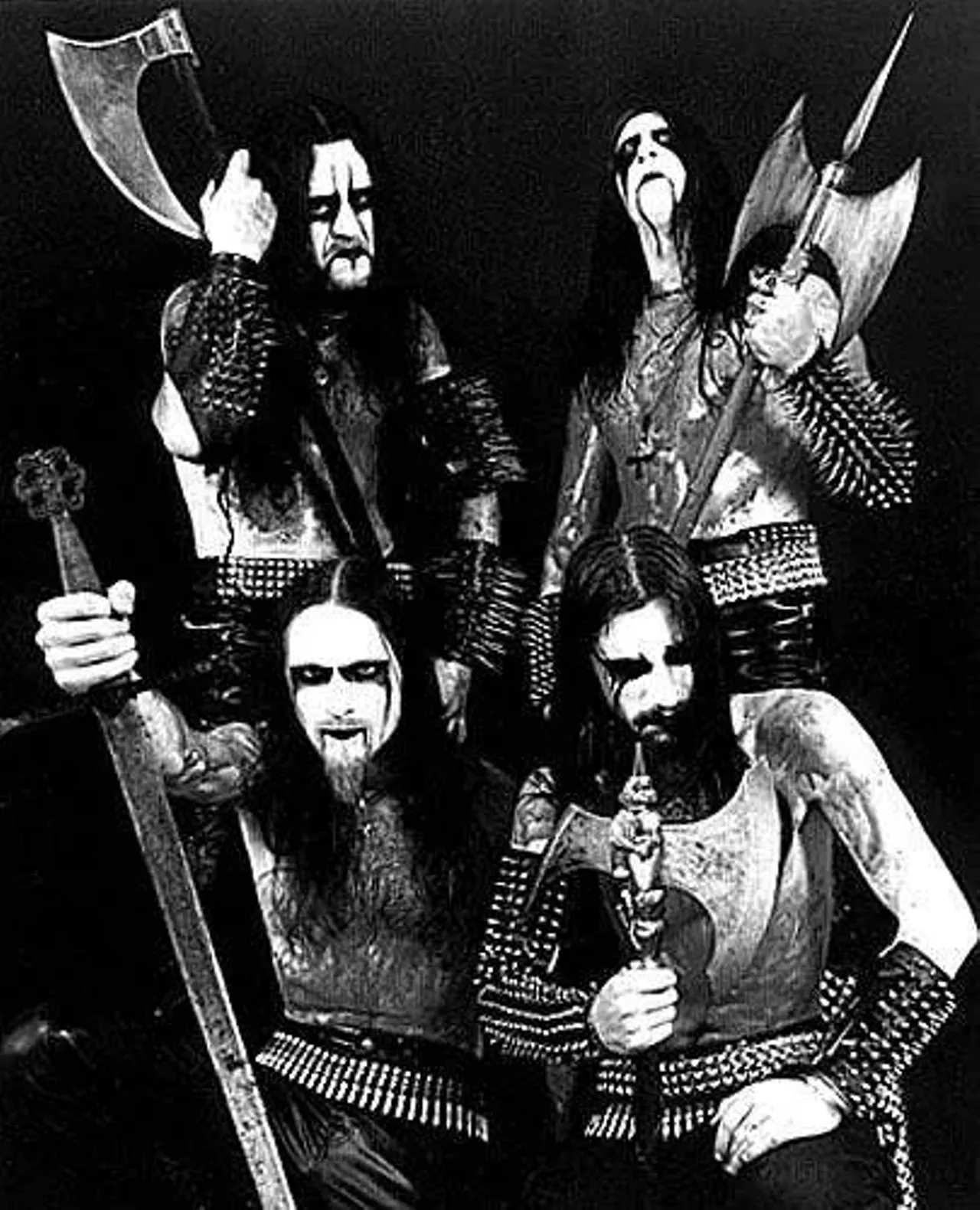 Originating in 1993, Dark Funeral is a second wave black metal band. Here they demonstrate traditional corpse paint and weaponry for a truly fearsome look.