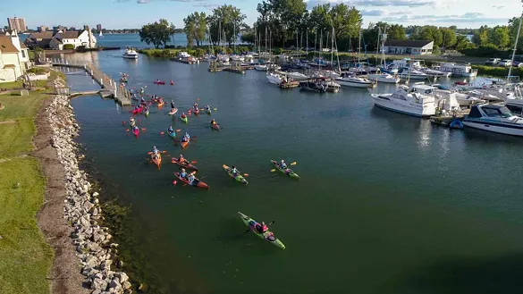 Kayak down Detroit’s canals For a more intimate view of the Detroit River, try kayaking or paddle-boarding. Here’s a fun way to do so: Neighboring businesses Detroit River Sports and Coriander Kitchen &amp; Farm offer “Paddle-to-Table” tours of the Jefferson-Chalmers canals — a charming residential neighborhood dubbed the “Venice of Detroit” by some. The tours go for about an hour and a half and end with a delicious dinner at an acclaimed riverside restaurant.Detroit River Sports and Coriander Kitchen &amp; Farm; 14601 Riverside Blvd., Detroit; detroitriversports.com. Tickets are $180 per person and includes a tour, a four-course meal, beer and wine, and tip.