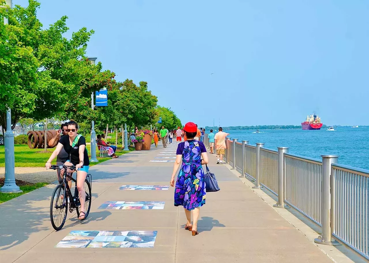 Walk the RiverWalk Detroit’s ongoing transformation of its riverfront is flipping decades of industrial privatization into a public amenity, connecting key pieces of the city like never before. The RiverWalk now offers an scenic, uninterrupted 3.5-mile walk from the former Joe Louis Arena site to Belle Isle, with landscaped paths, fishing piers, gardens, bike lanes, and public art, and more parks on the way. While the larger plans unfold, every day is a good day to stroll, bike, fish, or simply linger along the completed stretch. See detroitriverfront.org for more information.