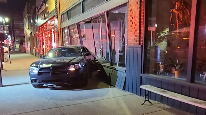 A Dodge Charger crashed into Detroit venue Trinosophes