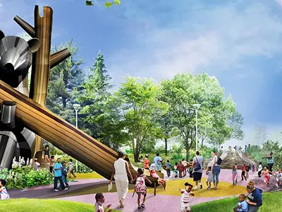 Image: A new park is coming to the Detroit Riverfront with a huge bear slide