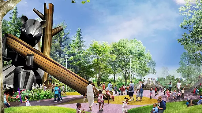 Image: A new park is coming to the Detroit Riverfront with a huge bear slide