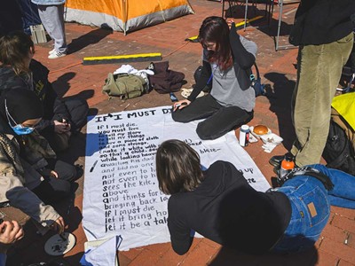 Pro-Palestinian protesters gathered at the University of Michigan in May.