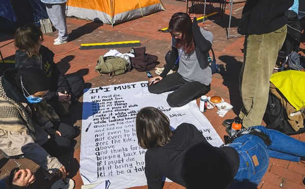 Pro-Palestinian protesters gathered at the University of Michigan in May.