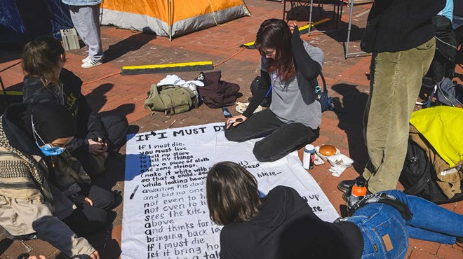 Pro-Palestinian protesters gathered at the University of Michigan in May.