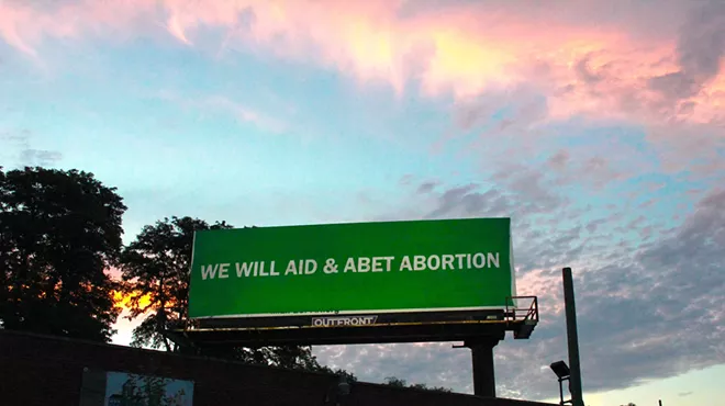 An anonymous group decided to cover an anti-abortion message with their own that reads: “WE WILL AID & ABET ABORTION.”