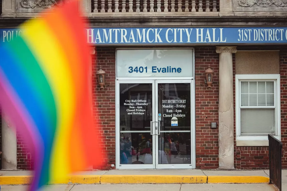 Image: The Pride flag was banned from public property in Hamtramck in June 2023.