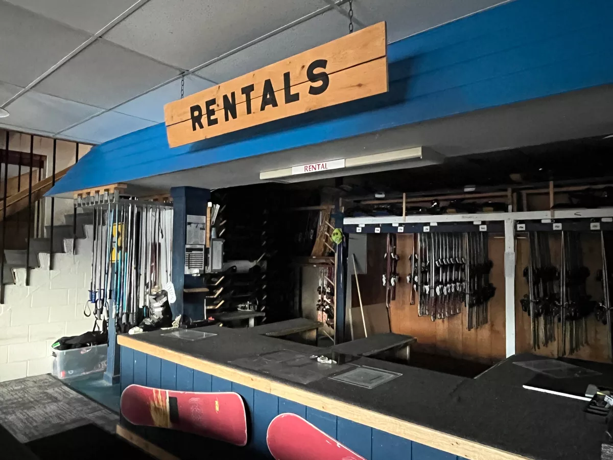 Image: The empty ski rental desk at Mt. Holiday in Traverse City, on Feb. 8, 2024. That day, the National Weather Service recorded a high of 61 degrees.