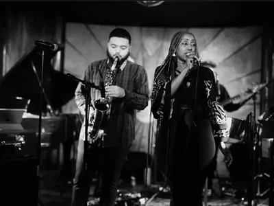 Kasan Belgrave, left, performs with singer Janée Angelíque at Cliff Bell’s.