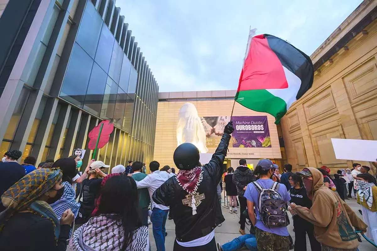 Image: A pro-Palestine protest at the University of Michigan in May 2024.