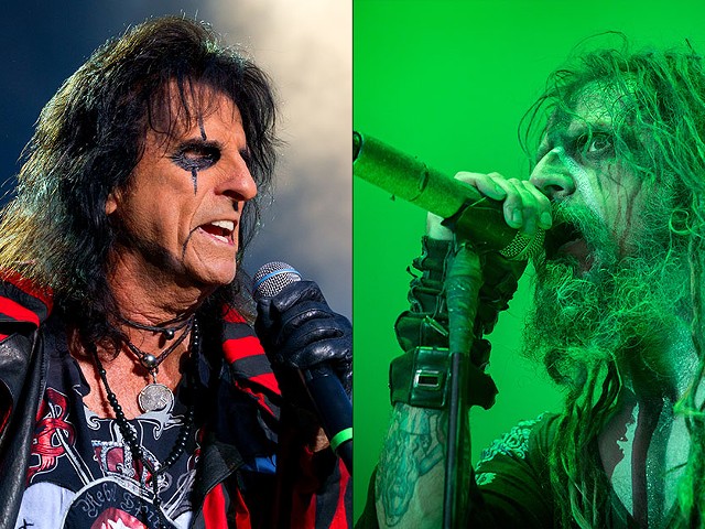 Alice Cooper and Rob Zombie looking like he just crawled out a grave.