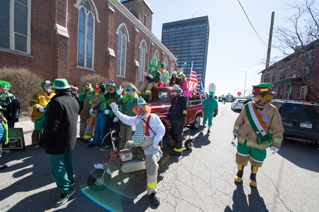 All the clowns we saw at the Corktown St. Patrick's Day parade